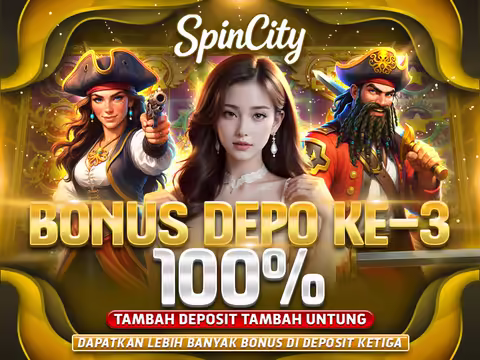Ilustrasi promo reload bonus deposit ketiga SpinCity seratus persen.